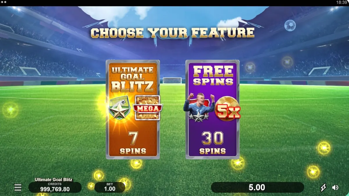 Ultimate Goal Blitz slot com tema de futebol e estádio